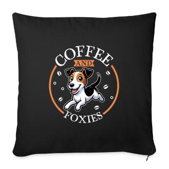 Kaffee und Glatthaar-Foxterrier - Sofakissenbezug 45 x 45 cm - Schwarz - Vorne