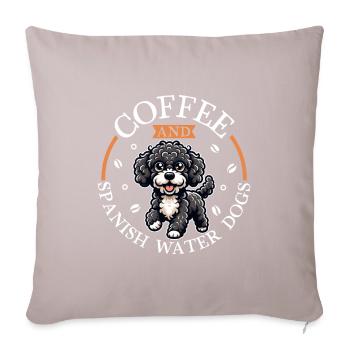 Coffee and Spanish Water Dog - Sofa pillowcase 17,3'' x 17,3'' (45 x 45 cm) - light taupe - Front