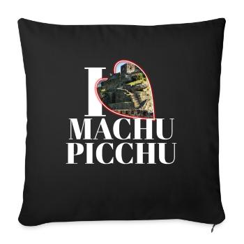 J’aime le panorama de montagne du Machu Picchu - Housse de coussin décorative 45 x 45 cm - noir - Devant