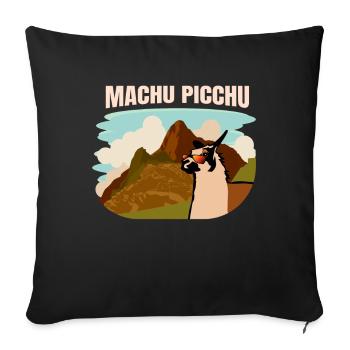 Machu Picchu Lama and mountain panorama - Sofa pillowcase 17,3'' x 17,3'' (45 x 45 cm) - black - Front