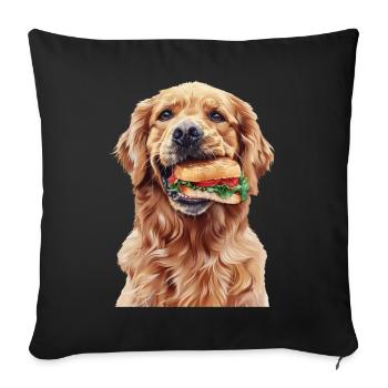 Golden retriever - Housse de coussin décorative 45 x 45 cm - noir - Devant