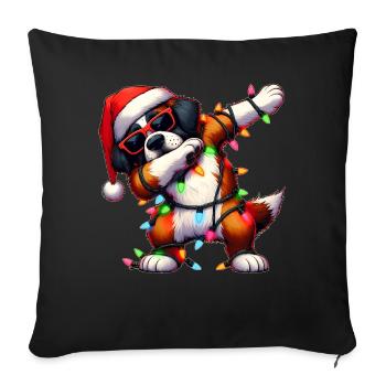 Tupfende Bernhardiner Hund Sonnenbrille Niedlich W - Sofakissenbezug 45 x 45 cm - Schwarz - Vorne