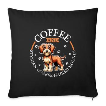 Coffee and Styrian Wirehaired Hound - Sofa pillowcase 17,3'' x 17,3'' (45 x 45 cm) - black - Front