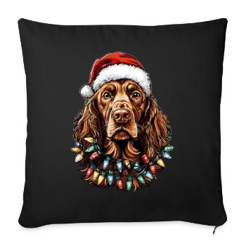 Setter Irlandais Chien Père Noël - Housse de coussin décorative 45 x 45 cm - noir - Devant