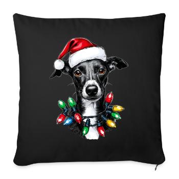 Italian Greyhound Dog Christmas Hat Xmas - Sofa pillowcase 17,3'' x 17,3'' (45 x 45 cm) - black - Front