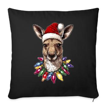 Chapeau de Noël Kangaroo Australia Noël - Housse de coussin décorative 45 x 45 cm - noir - Devant