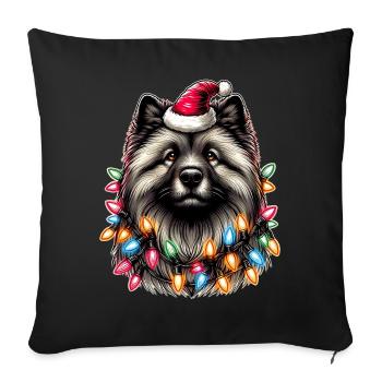 Keeshond Dog Santa Hat Xmas - Sofa pillowcase 17,3'' x 17,3'' (45 x 45 cm) - black - Front