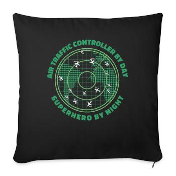Contrôleur aérien - Housse de coussin décorative 45 x 45 cm - noir - Devant