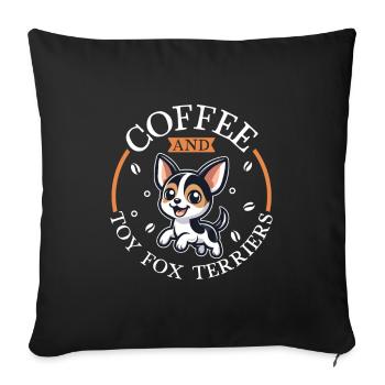 Café et American Toy Terrier - Housse de coussin décorative 45 x 45 cm - noir - Devant