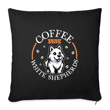 Coffee and White Shepherd - Sofa pillowcase 17,3'' x 17,3'' (45 x 45 cm) - black - Front