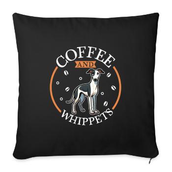 Coffee and Whippet - Sofa pillowcase 17,3'' x 17,3'' (45 x 45 cm) - black - Front