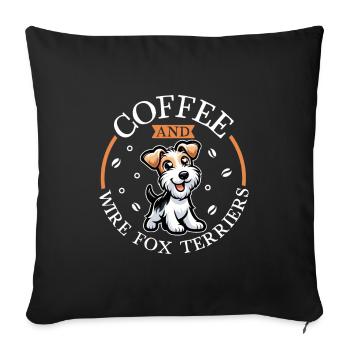 Kaffee und Drahthaar-Foxterrier - Sofakissenbezug 45 x 45 cm - Schwarz - Vorne