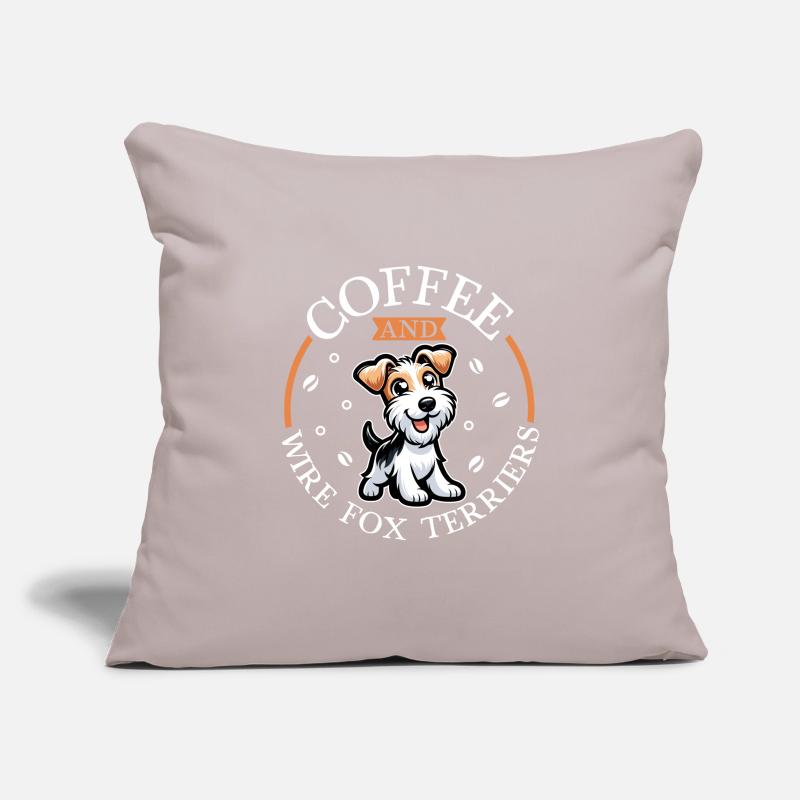 Coffee and Wirehaired Fox Terrier Sofa pillowcase 17,3'' x 17,3'' (45 x 45 cm)
