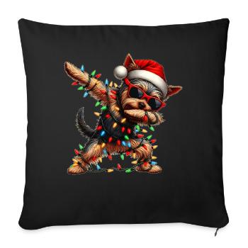 Polka Dot Yorkshire Terrier Dog Yorkie Cute - Sofa pillowcase 17,3'' x 17,3'' (45 x 45 cm) - black - Front
