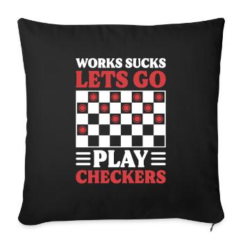 Board Game Checkers - Sofa pillowcase 17,3'' x 17,3'' (45 x 45 cm) - black - Front