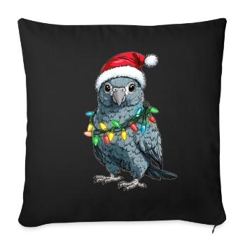 Mignon Perroquet gris africain africain fille de Noël - Housse de coussin décorative 45 x 45 cm - noir - Devant
