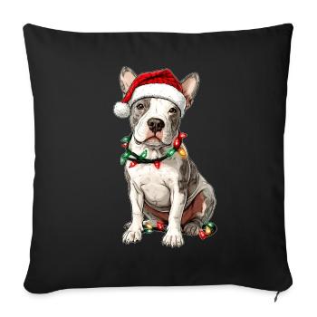 Mignon American Bull Terrier Chien Tasse de Noël - Housse de coussin décorative 45 x 45 cm - noir - Devant