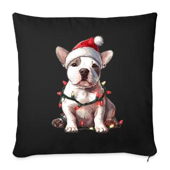 Mignon American Bull Terrier Chien Tasse de Noël - Housse de coussin décorative 45 x 45 cm - noir - Devant