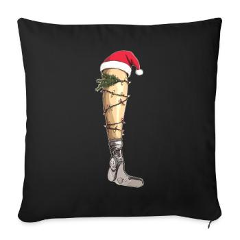 Beinprothese Amputierter Amputierter Weihnachtshut - Sofakissenbezug 45 x 45 cm - Schwarz - Vorne