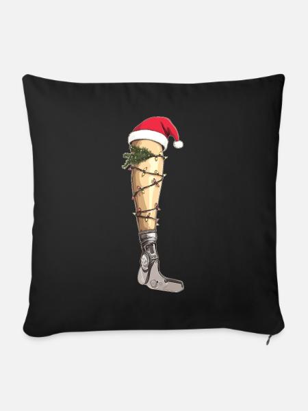 Beinprothese Amputierter Amputierter Weihnachtshut - Sofakissenbezug 45 x 45 cm - Schwarz