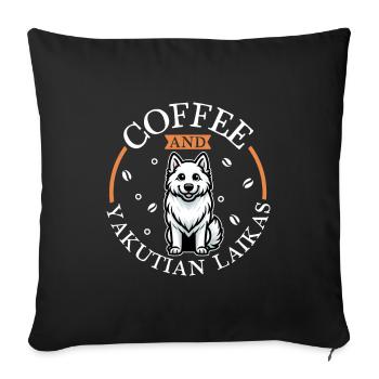 Café et Yakutskaya Laika - Housse de coussin décorative 45 x 45 cm - noir - Devant