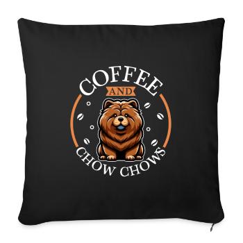 Café et Chow Chow - Housse de coussin décorative 45 x 45 cm - noir - Devant