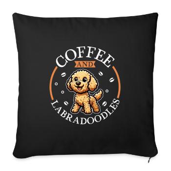 Café et Labradoodle - Housse de coussin décorative 45 x 45 cm - noir - Devant