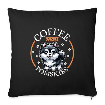 Coffee and Pomsky - Sofa pillowcase 17,3'' x 17,3'' (45 x 45 cm) - black - Front
