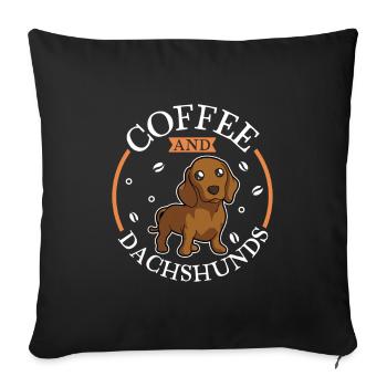 Kaffee und Dackel - Sofakissenbezug 45 x 45 cm - Schwarz - Vorne