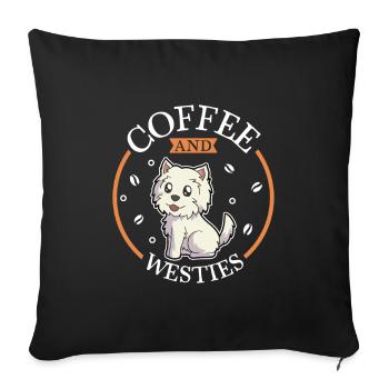 Café et West Highland Terrier - Housse de coussin décorative 45 x 45 cm - noir - Devant