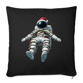 Schwebender Astronaut Weihnachtsmütze Xmas - Sofakissenbezug 45 x 45 cm - Schwarz - Vorne