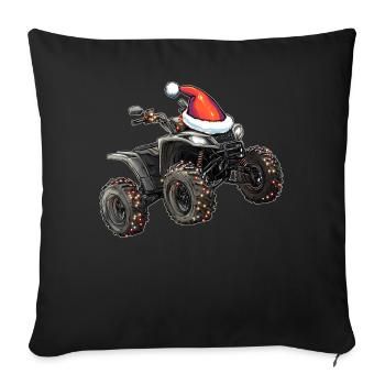 Atv Quad 4 roues Chapeau de Noël Noël - Housse de coussin décorative 45 x 45 cm - noir - Devant