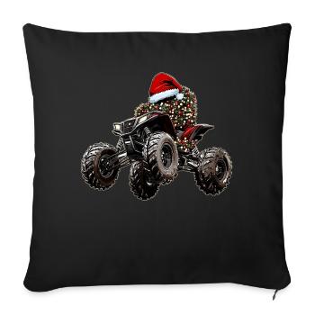 Atv Quad 4 roues Chapeau de Noël Noël - Housse de coussin décorative 45 x 45 cm - noir - Devant