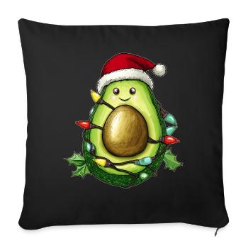 Cute Kawaii Avocado Guacamole Santa Hat - Sofa pillowcase 17,3'' x 17,3'' (45 x 45 cm) - black - Front