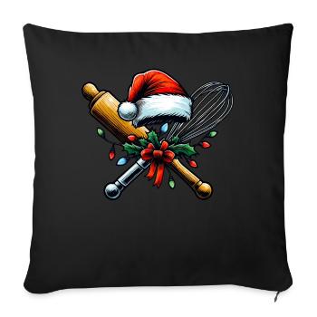 Whisk Rolling Pin Baking Baker Christmas Hu - Sofa pillowcase 17,3'' x 17,3'' (45 x 45 cm) - black - Front