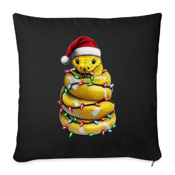 Kugelpython Schlange Weihnachtsmütze Xmas - Sofakissenbezug 45 x 45 cm - Schwarz - Vorne