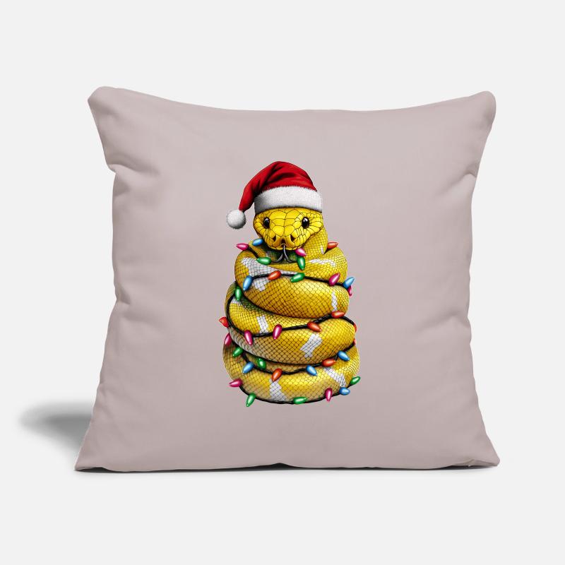 Ball Python Serpent Noël Chapeau Noël Housse de coussin décorative 45 x 45 cm
