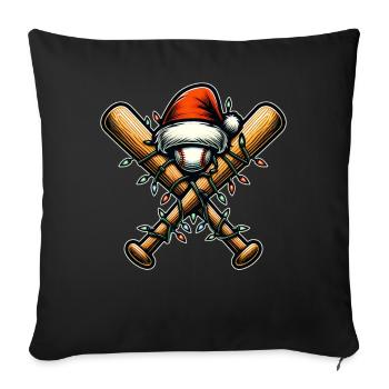 Baseball Bat Ball Player Team Santa Hat - Sofa pillowcase 17,3'' x 17,3'' (45 x 45 cm) - black - Front