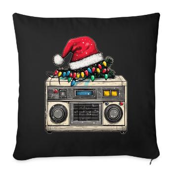Boîte à Musique Père Noël Chapeau Noël - Housse de coussin décorative 45 x 45 cm - noir - Devant