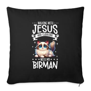 Jésus et ma Birmanie - Housse de coussin décorative 45 x 45 cm - noir - Devant