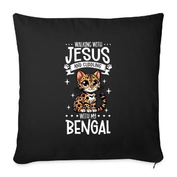 Jésus et mon Bengale - Housse de coussin décorative 45 x 45 cm - noir - Devant