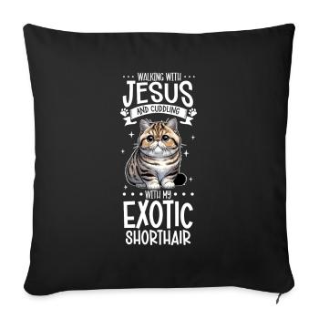 Jesus and My Exotic Shorthair - Sofa pillowcase 17,3'' x 17,3'' (45 x 45 cm) - black - Front