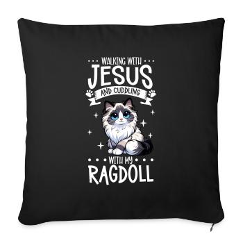 Jésus et mon Ragdoll - Housse de coussin décorative 45 x 45 cm - noir - Devant