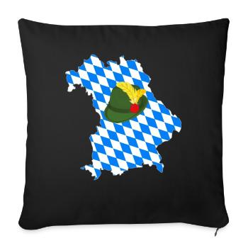 Carte de la Bavière avec chapeau Bayern Karte mit Hut, Allemagne - Housse de coussin décorative 45 x 45 cm - noir - Devant