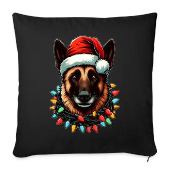 Chapeau de Noël Malinois Belge Noël - Housse de coussin décorative 45 x 45 cm - noir - Devant