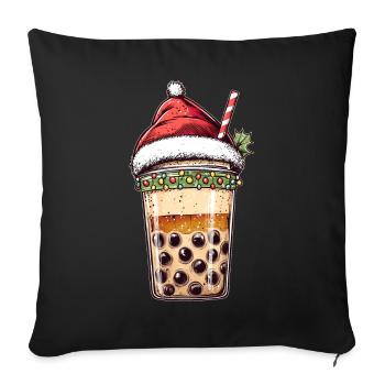 Boba Tea Bubble Tea Milk Tea Christmas Hat Xmas - Sofa pillowcase 17,3'' x 17,3'' (45 x 45 cm) - black - Front