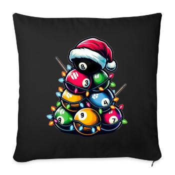 Billardkugel Haufen Pool Queue Weihnachten Hut Xma - Sofakissenbezug 45 x 45 cm - Schwarz - Vorne