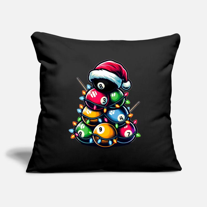Boule de billard tas queue de billard chapeau de Noël Noël Housse de coussin décorative 45 x 45 cm