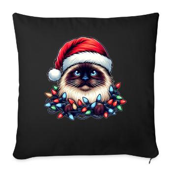 Birman Cat Christmas Hat Xmas - Sofa pillowcase 17,3'' x 17,3'' (45 x 45 cm) - black - Front