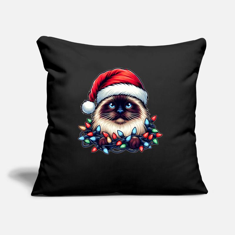 Chapeau de Noël Birman Cat Noël Housse de coussin décorative 45 x 45 cm